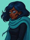The image for Sat $42: Reservations Required: Winter Scarf in Teals! Pick your skin tone and colors! Add glitter!