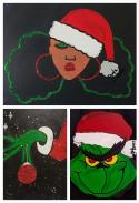 The image for Friday $39: Res Req'd: Your choice! Add glitter! Santa Baby, Hand with an Ornament, or The Mean One!