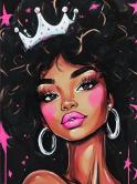 The image for Friday $39: Reservations Required: Queen with Pink Stars! Pick your skin tone & colors! Add glitter!