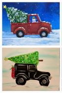 The image for Tues $35: Reservations Req'd: Your choice! Red Truck or Jeep with a Christmas Tree! Pick your colors