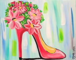 The image for Friday $41: Reservations Required: Heels and Flowers! Pick your colors! Add glitter!
