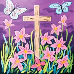 The image for Sunday $35: Reservations Required: Cross with Flowers and Butterflies