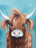 The image for Tuesday $35: Reservations Required: Soft Highland Cow on Turquoise