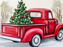 The image for Thursday $35: Reservations Required: Red Truck with a Christmas Tree