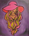 The image for Saturday $41: Reservations Required: Woman with a Hat & Long Hair! Pick your colors! Add glitter!