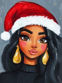The image for Sat $39: Reservations Req'd: Santa's Sweetie with Gold Earrings! Add glitter! Pick your skin tone!