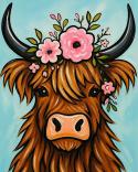 The image for Sunday $35: Reservations Required: Highland Cow with Pink Roses