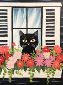 The image for Tuesday $35: Reservations Required: Black Cat in the Window! Or pick your colors!
