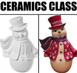 The image for Tuesday $45: Reservations Required: 12" Ceramic Vintage Snowman! Pick your colors!
