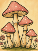 The image for Saturday $39: Reservations Required: Mushroom Meadow! Pick your colors!