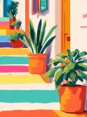 The image for Saturday $41: Reservations Required: Potted Plants on a Colorful Staircase