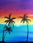 The image for Wednesday $35: Reservations Required: Bright Beach Sunset with Palm Trees