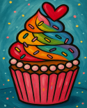 The image for Noon Kids & Teens! Saturday $25: Reservations Required: Rainbow Cupcake! Pick your colors!