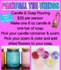 The image for Sat $35: Reservations Required: NEW! SOAP POURING, Candle Pouring, & a Car Diffuser! Make 1 of each!