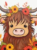 The image for Monday $35: Reservations Required: ALL AGES! Highland Calf with Sunflowers