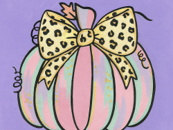 The image for Tuesday $35: Reservations Required: ALL AGES! Pumpkin with a Bow! Pick your colors!