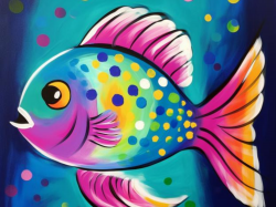 The image for Noon Kids & Teens! Saturday $25: Reservations Required: Colorful Fish! Paint with marshmallows!