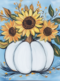 The image for Saturday $39: Reservations Required: White Pumpkin with Sunflowers! Add glitter!